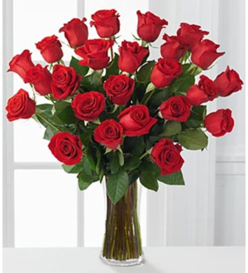 Two Dozen Red Roses with Vase
