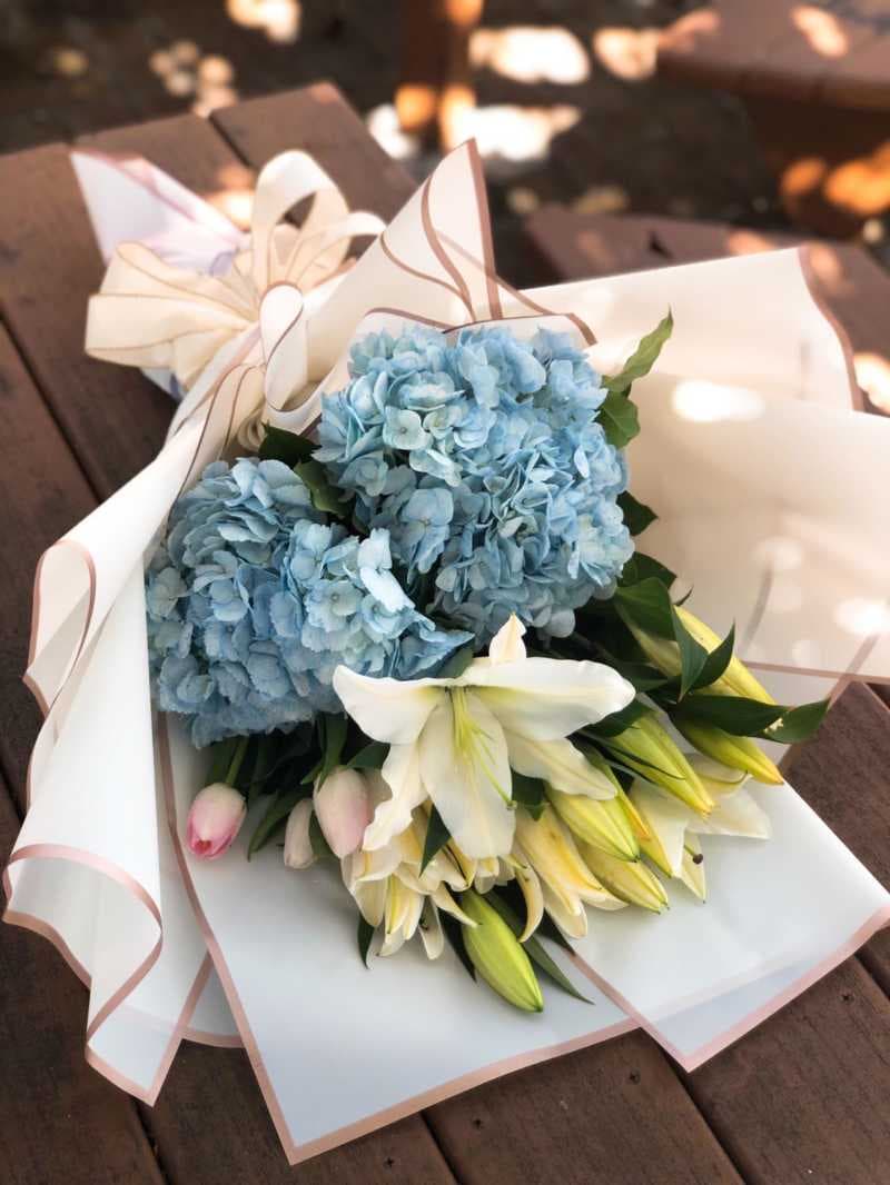 Hydrangeas w/ Lilies and Tulips Wrap
